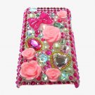 Bling Rhinestone Crystal Dark Pink Flower Heart Hard Case Cover for Apple iPod Touch 4 4G 4th Gen