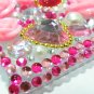 Bling Rhinestone Crystal Dark Pink Flower Heart Hard Case Cover for Apple iPod Touch 4 4G 4th Gen