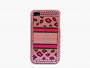 Bling Rhinestone Crystal Leopard Pink Hard Case Cover for Apple iPhone 4 4G 4S