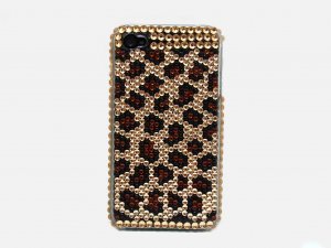Bling Rhinestone Crystal Leopard Gold Hard Case Cover for Apple iPhone 4 4G 4S FG
