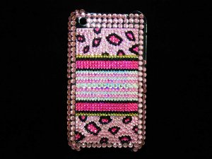 Bling Rhinestone Crystal Leopard Pink Hard Case Cover for Apple iPhone 3G 3GS