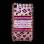 Bling Rhinestone Crystal Leopard Pink Hard Case Cover for Apple iPhone 3G 3GS