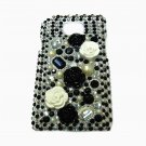 Bling Rhinestone Crystal Pearl Black Flower Case Cover for Samsung i9100 Galaxy S 2 II