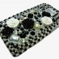Bling Rhinestone Crystal Pearl Black Flower Case Cover for Samsung i9100 Galaxy S 2 II
