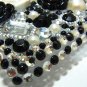 Bling Rhinestone Crystal Pearl Black Flower Case Cover for Samsung i9100 Galaxy S 2 II