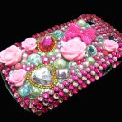Bling Rhinestone Crystal Pink Flower Heart Case Cover for Blackberry 9900 9930 Bold DP