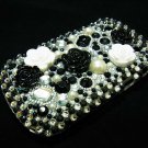 Bling Rhinestone Crystal Black White Flower Case Cover for Blackberry 9900 9930 Bold FB