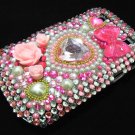 Bling Rhinestone Crystal Pink Flower Pearl Heart Case Cover for Blackberry 9900 9930 Bold PH
