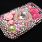 Bling Rhinestone Crystal Pink Flower Pearl Heart Case Cover for Blackberry 9900 9930 Bold PH