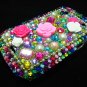 Bling Rhinestone Crystal Colorful Flower Pearl Case Cover for Blackberry 9900 9930 Bold MF