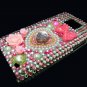 Bling Rhinestone Crystal Pink Heart Flower Pearl Case Cover for Samsung i9100 Galaxy S 2 II