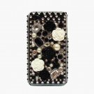 Bling Rhinestone Black White Flower Hard Case Cover for Apple iPhone 4 4G 4S FB