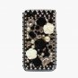 Bling Rhinestone Black White Flower Hard Case Cover for Apple iPhone 4 4G 4S FB