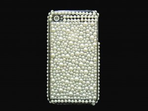 Bling Rhinestone Pearl White Back Hard Case Cover for Apple iPhone 4 4G 4S