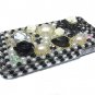 Bling Rhinestone Black Heart Flower Pearl Hard Case Cover for Apple iPhone 4 4G 4S