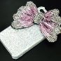 Bling Crystal Pink Silver Ribbon Bow Back Case Cover for Apple iphone 4 4G 4S PS
