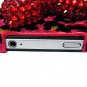 Bling Crystal Velvet Leopard Pink Red Bow Ribbon Back Case Cover for Apple iphone 4 4G 4S A1