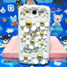 Bling Rhinestone Crystal Daisy Flower Pearl White Case Cover for Samsung i9300 Galaxy S3 SIII