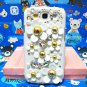 Bling Rhinestone Crystal Daisy Flower Pearl White Case Cover for Samsung i9300 Galaxy S3 SIII