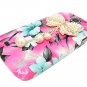 Bling Crystal Pearl Bow Flower Pink Hard Case Cover For Samsung i9500 Galaxy S4 BW