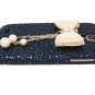 Bling Crystal Pearl Bow Palace Blue Black Flower Hard Case Cover For Samsung i9500 Galaxy S4 BP