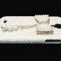 Bling Crystal Pearl Bow Palace Gold White Flower Hard Case Cover For Samsung i9500 Galaxy S4 BP