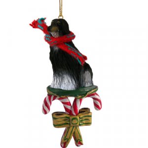 DCC28A Afghan Black & White Candy Cane Ornament