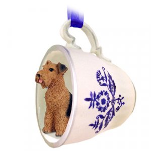 BTCD38 Airedale Blue Tea Cup Ornament