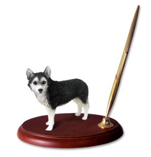 DPH17B Husky, Black & White, Brown Eyes Pen Set