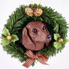 DPX19A Dachshund Red Wreath Ornament