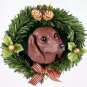 DPX19A Dachshund Red Wreath Ornament