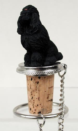 DTB01D Poodle, Black Bottle Stopper