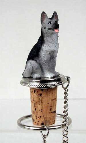 DTB08B German Shepherd, Silver & Black Bottle Stopper