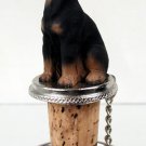 DTB101A Doberman, Black, Uncropped Bottle Stopper