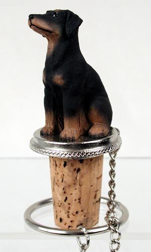 DTB101A Doberman, Black, Uncropped Bottle Stopper