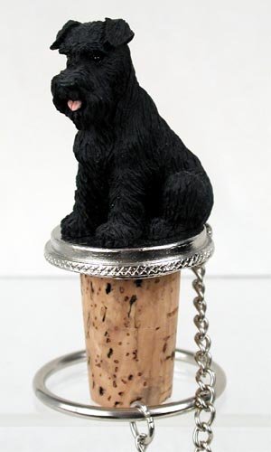 DTB103A Schnauzer, Black, Uncropped Bottle Stopper