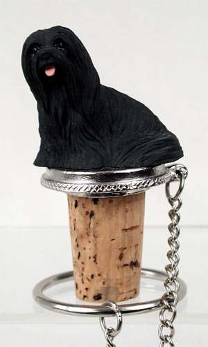 DTB10D Lhasa Apso, Black Bottle Stopper