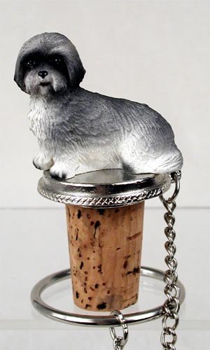 DTB129A Lhasa Apso, Gray, Sport cut Bottle Stopper