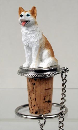 DTB17C Husky, Red & White, Blue Eyes Bottle Stopper