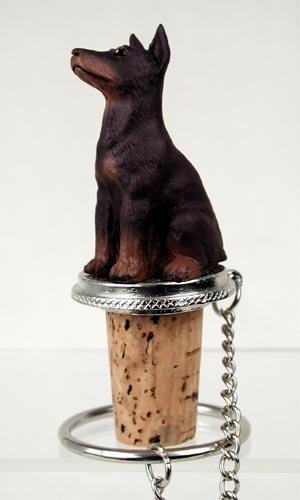 DTB25B Doberman, Red Bottle Stopper