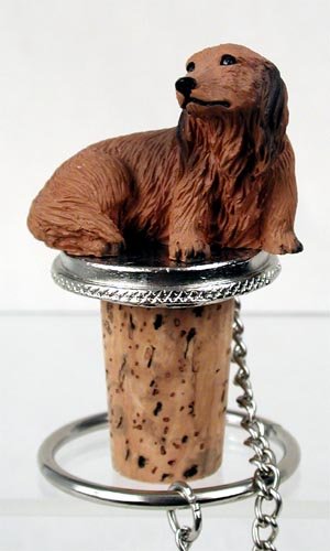 DTB60A Dachshund, Longhaired, Red Bottle Stopper