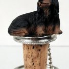 DTB60B Dachshund, Longhaired, Black Bottle Stopper
