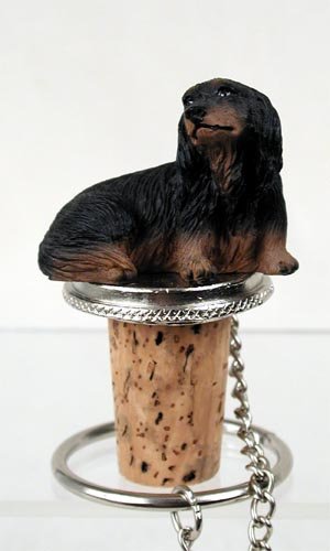 DTB60B Dachshund, Longhaired, Black Bottle Stopper