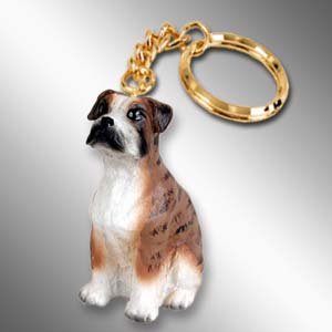 DTK102C Boxer, Brindle, Uncropped Keychain