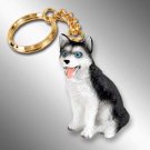 DTK17A Husky, Black & White, Blue Eyes Keychain