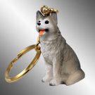 DTK17D Husky, Gray & White, Brown Eyes Keychain