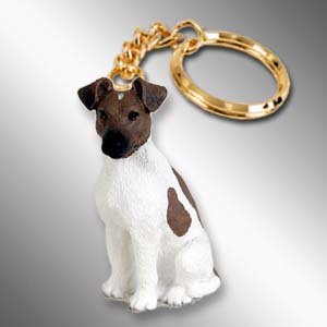 DTK50A Fox Terrier, Brown & White Keychain
