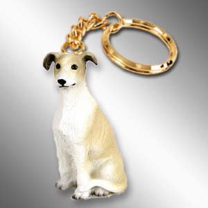 DTK54D Greyhound, Tan & White Keychain