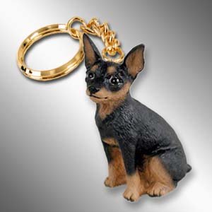 DTK57A Min Pin, Tan & Black Keychain
