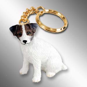 DTK63A Jack Russell Terrier, Brown & White, Rough Coat Keychain